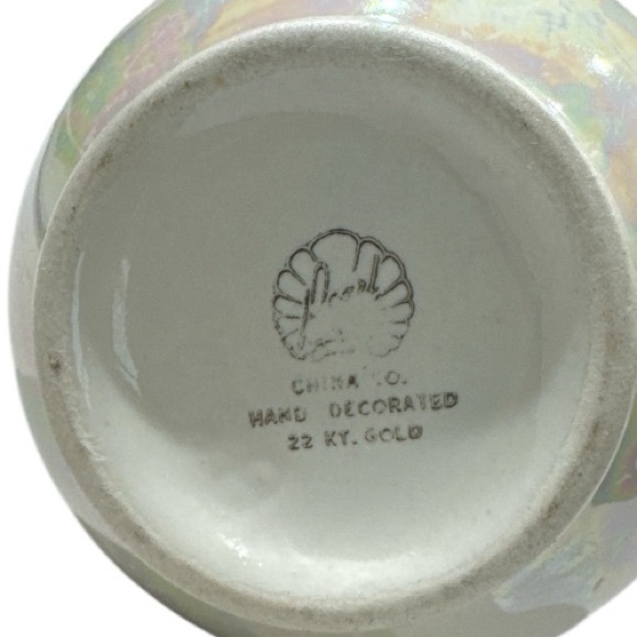 Pearl China Co Lusterware Hand Crafted 22K Gold USA Tray, Creamer, Vase - Picture 6 of 13